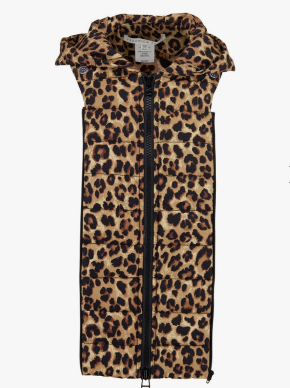 $275 Veronica Beard Leopard animal Print Puffer Dickey jacket insert Hoodie